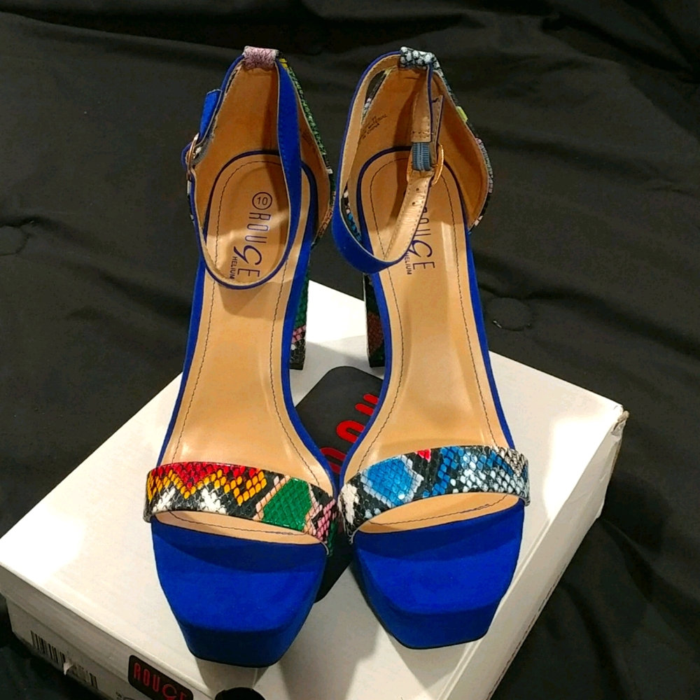 Blue Snake Skin Heels